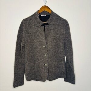 Zanetti 1965 Women’s US Large Wool Blend Jacket Gray Brown Alpaca Button‎ Up